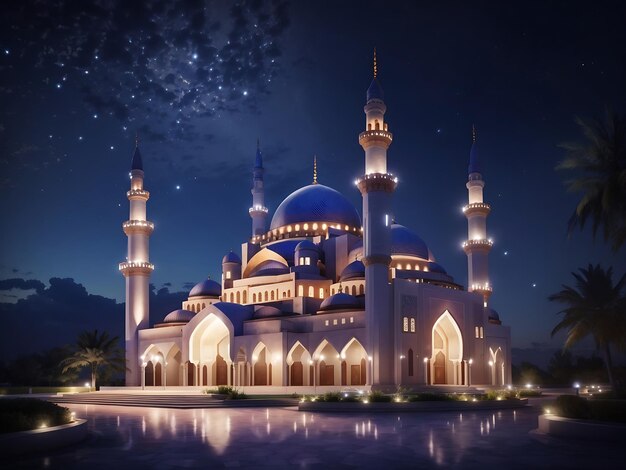 Bella moschea schermo di notte Il mese di Ramadan Creato ai