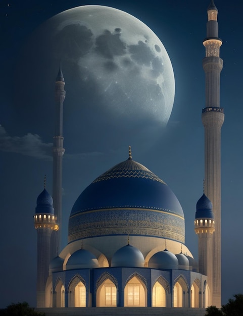 Bella moschea serena di notte