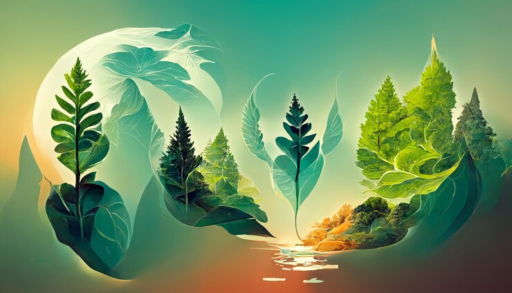 Bella natura a testa in giù o illustrazioni al rovescio