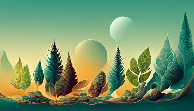 Bella natura a testa in giù o illustrazioni al rovescio