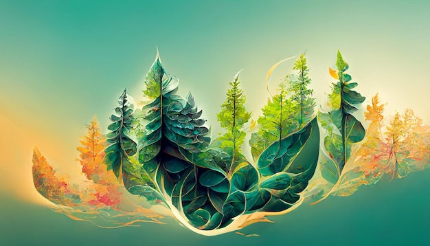 Bella natura capovolta o illustrazione al rovescio