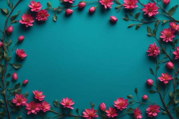 Bella natura primaverile sullo sfondo con un bel petalo di fiore su uno sfondo blu turchese