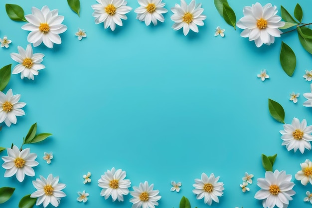 Bella natura primaverile sullo sfondo con un bel petalo di fiore su uno sfondo blu turchese