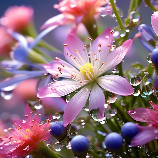 Bella natura sullo sfondo con fiori selvatici