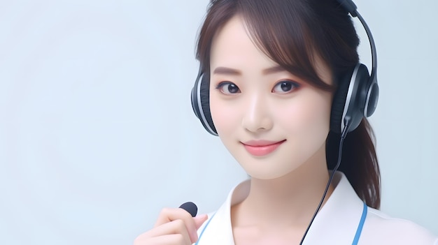 Bella operatrice di call center femminile asiatica