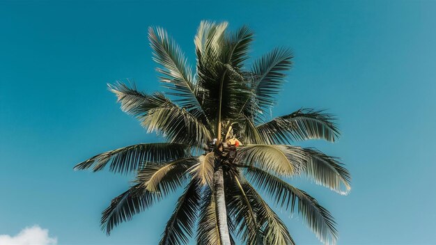 Bella palma da cocco sul cielo blu