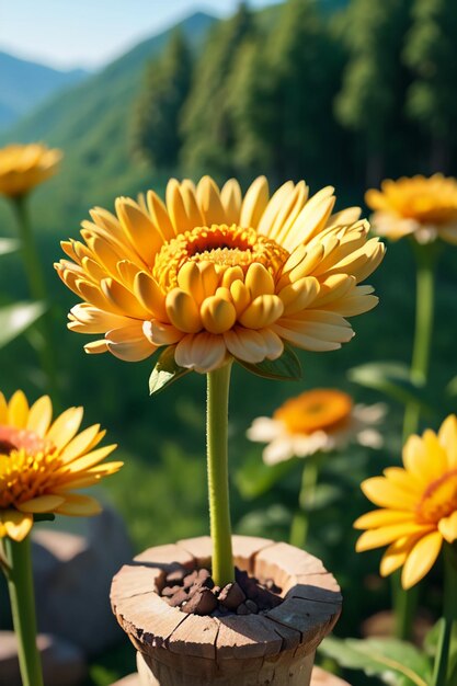 Bella pianta giallo fiero crisantemo fiori come girasoli bellissimo sfondo carta da parati