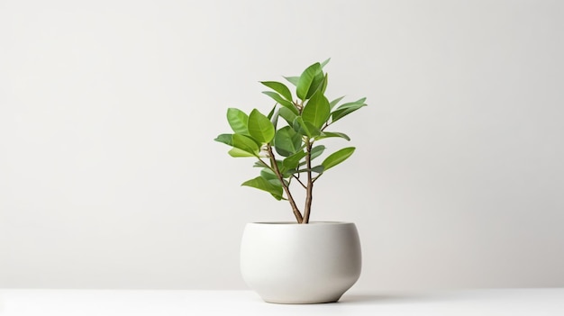 Bella pianta in vaso di ceramica isolata su sfondo bianco