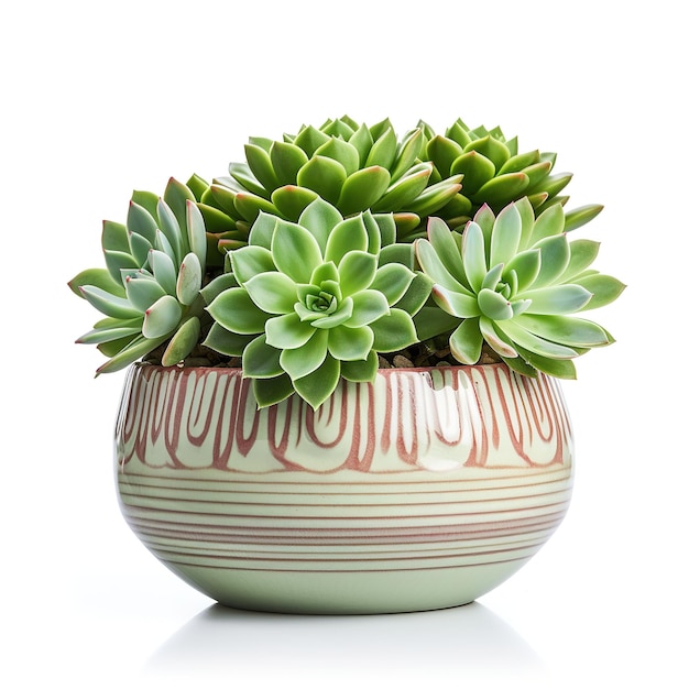 Bella pianta succulenta in vaso isolata su sfondo bianco