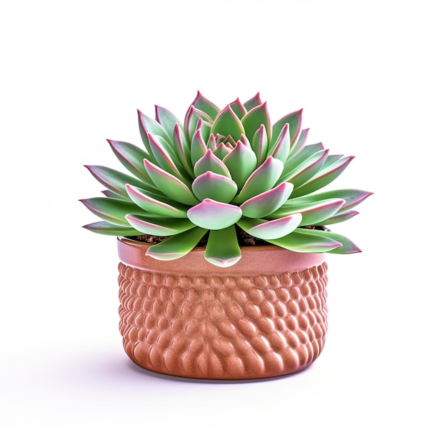 Bella pianta succulenta in vaso isolata su sfondo bianco