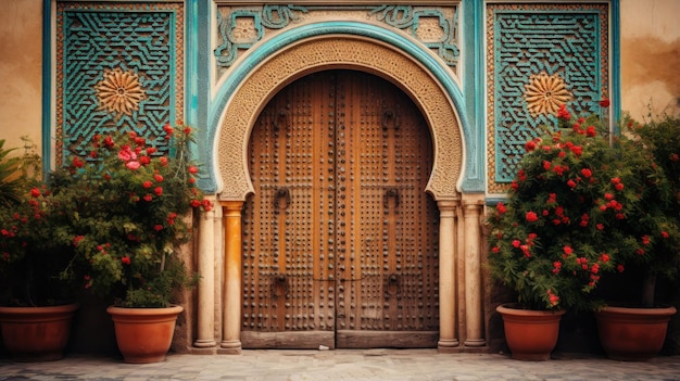 Bella porta marocchina vecchia ed elegante