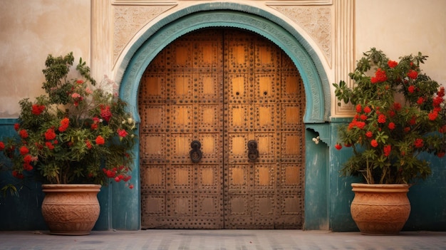 Bella porta marocchina vecchia ed elegante