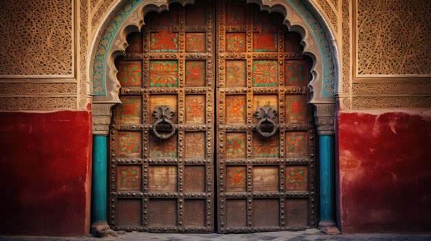 Bella porta marocchina vecchia ed elegante