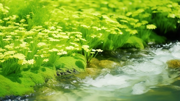 Bella primavera dettagliata in primo piano flusso di fresco