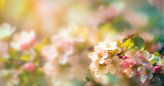 Bella primavera floreale sfondo astratto della natura rami di albicocca sbocciante macro soft