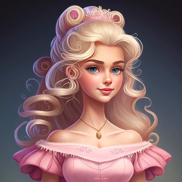 Bella principessa Barbie in stile cartone animato