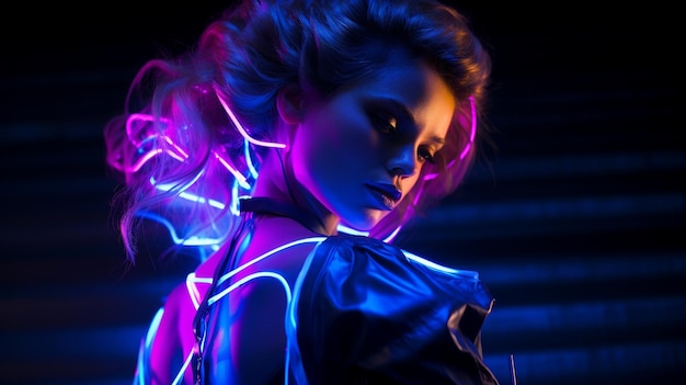 Bella ragazza al neon