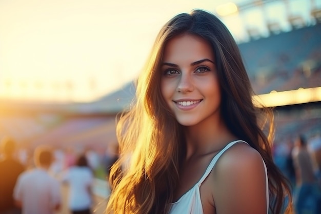 Bella ragazza allo stadio .