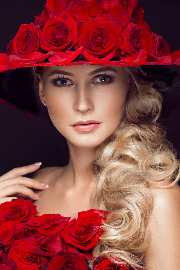 Foto bella ragazza bionda con il trucco