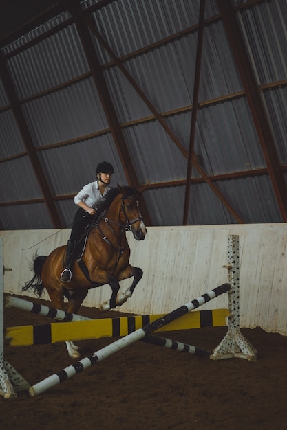 Bella ragazza che cavalca un cavallo