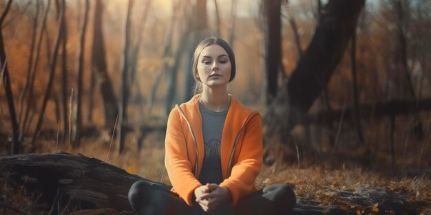 Bella ragazza che medita in natura