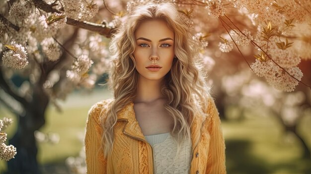 bella ragazza che posa in un parco