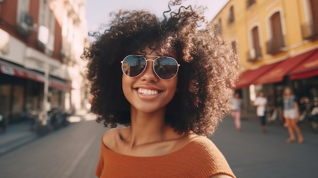 Bella ragazza con i capelli ricci Illustrazione AI GenerativexA