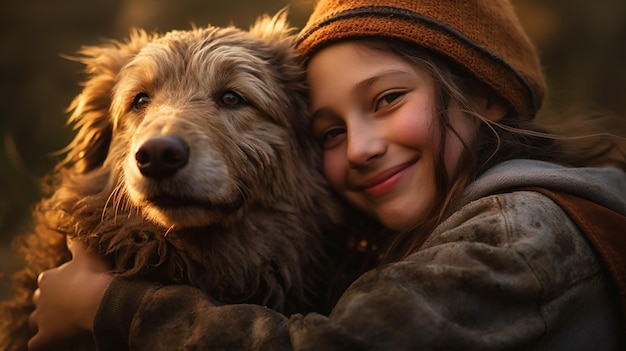 Bella ragazza con il suo cane