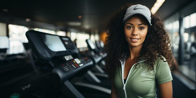 bella ragazza in palestra IA generativa