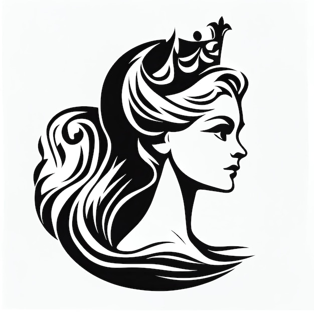 Bella ragazza signora donna donna principessa logo minimalista semplice illustrazione AI generativa