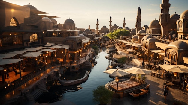 Bella ripresa aerea del Souk dell'oro di Dubai