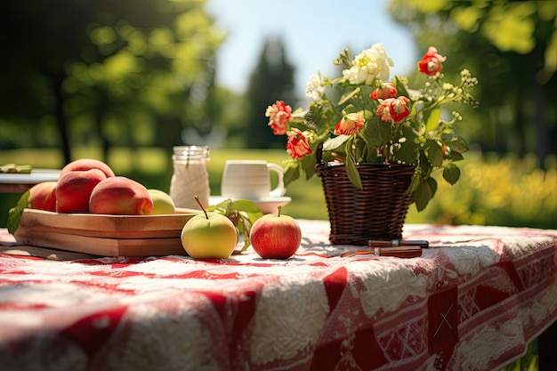 bella scena di picnic con un tappetino da picnic