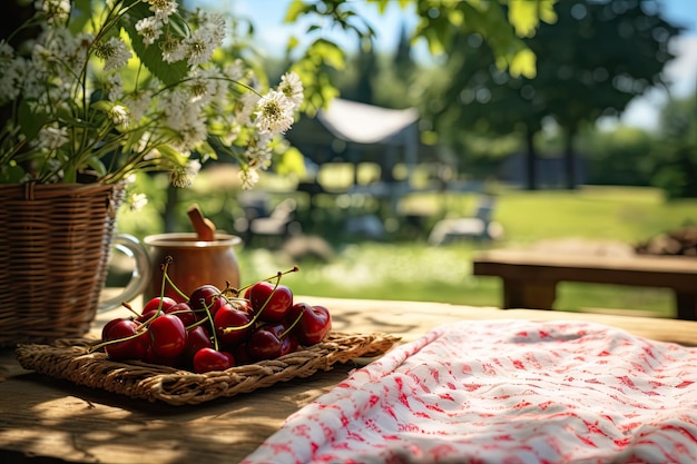 bella scena di picnic con un tappetino da picnic