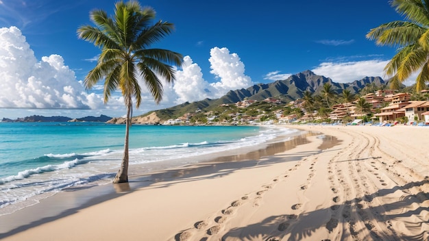 Bella spiaggia colombiana sabbia bianca palme