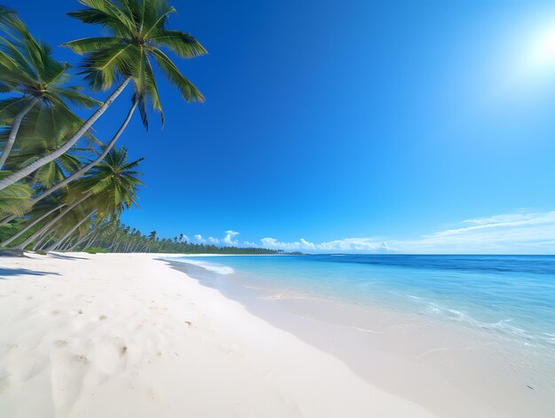 Bella spiaggia con sabbia bianca acqua turchese dell'oceano Ai Generative