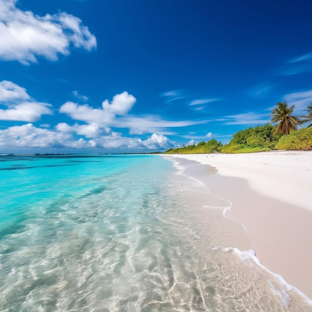 Bella spiaggia sabbiosa con sabbia bianca e calma ondulata