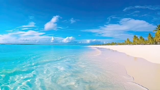 Bella spiaggia sabbiosa con sabbia bianca e calma ondulata