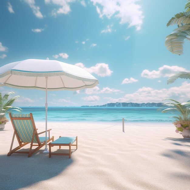 Bella spiaggia sabbiosa con sabbia bianca e onda calma rotolante dell'oceano turchese in giornata di sole sullo sfondo