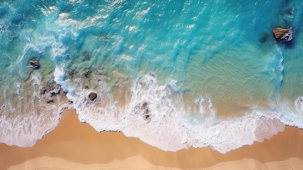 Bella spiaggia sabbiosa e morbido oceano blu