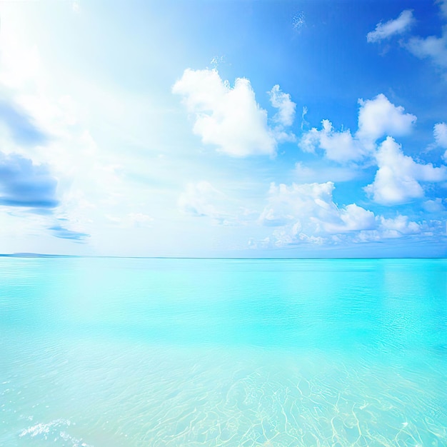 Bella spiaggia tropicale con cielo blu e nuvole bianche sfondo di consistenza astratta AI generativa