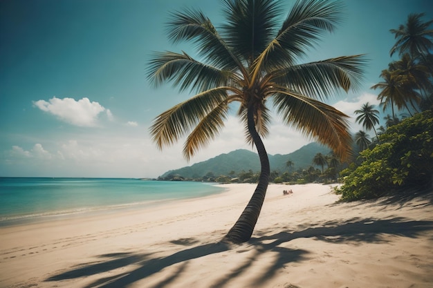 Bella spiaggia tropicale con palme da cocco ai generative