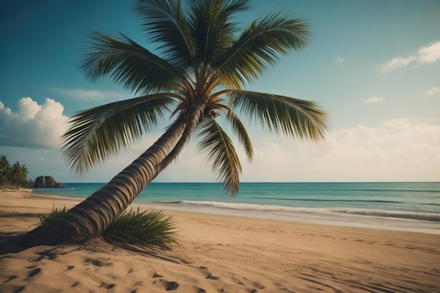 Bella spiaggia tropicale con palme da cocco ai generative