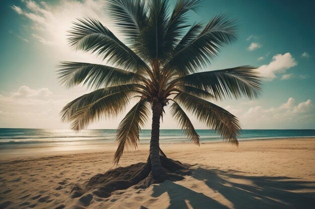 Bella spiaggia tropicale con palme da cocco ai generative