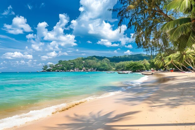 Bella spiaggia tropicale e mare con palma da cocco Filtro vintage