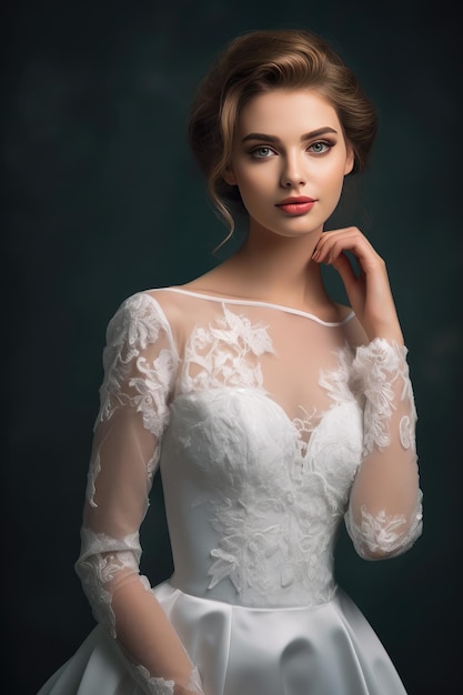 Bella sposa in abito da sposa di lusso