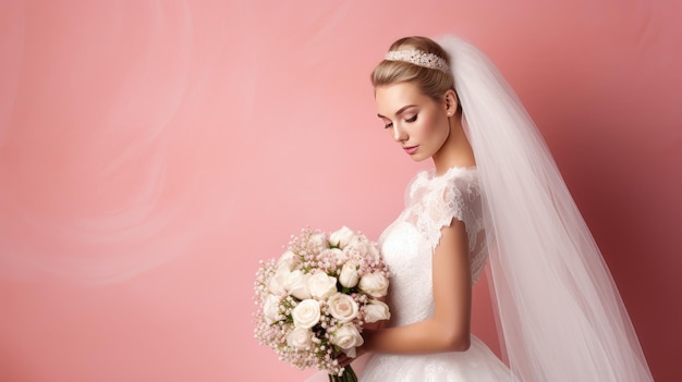 Bella sposa in abito da sposa di lusso