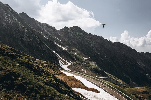 Bella sposi sposi innamorati sullo sfondo delle montagne