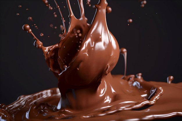 Bella spruzzata di cioccolato su sfondo scuro