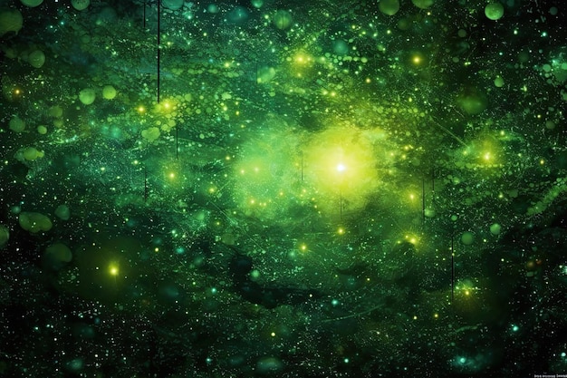 Bella spruzzata di luce verde nell'universo illustrazione ai generativa