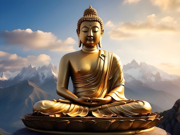 Bella statua di Buddha e sfondo del cielo
